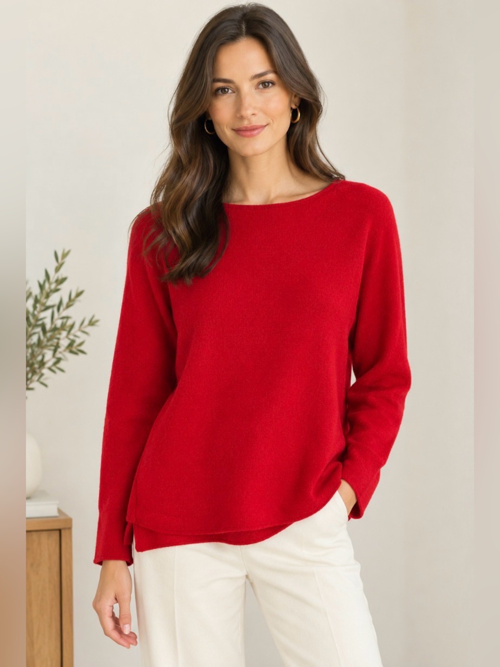 Charter Club Luxury 100% Cashmere Red Boatneck Sweater | Size PL
